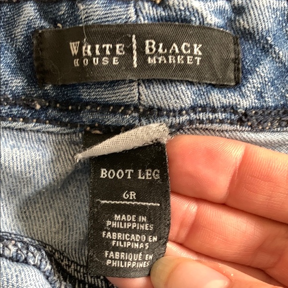 White House Black Market Blue Flare Jeans with Embellished Pockets - Picture 5 of 13